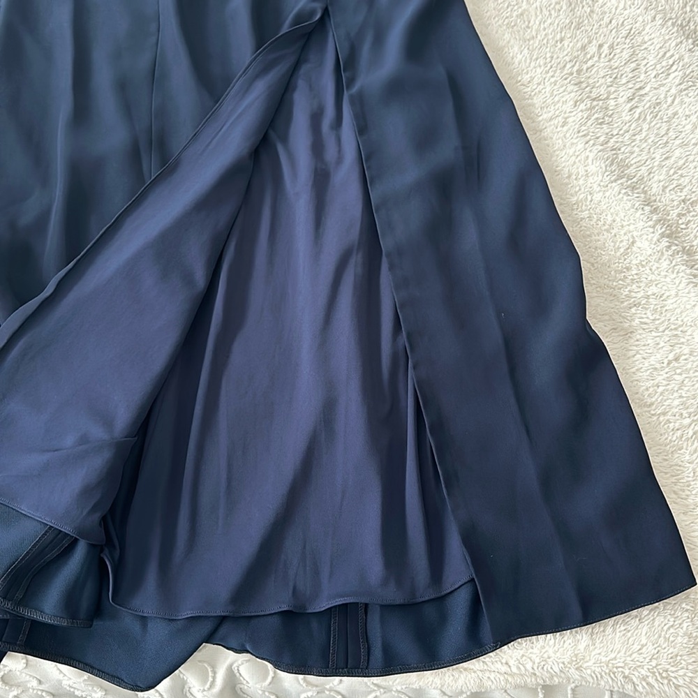 Dessy Collection Halter Neck Open Back Gown Dress Midnight Blue Size 18 NWT - Picture 4 of 10